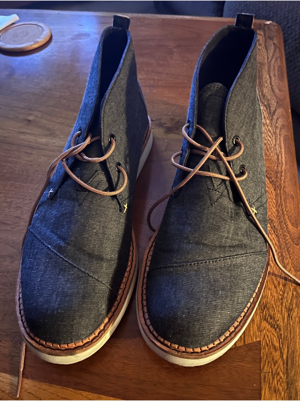 Men's TOMS Matteo Chukka Boots in Dark Gray with Brown Laces